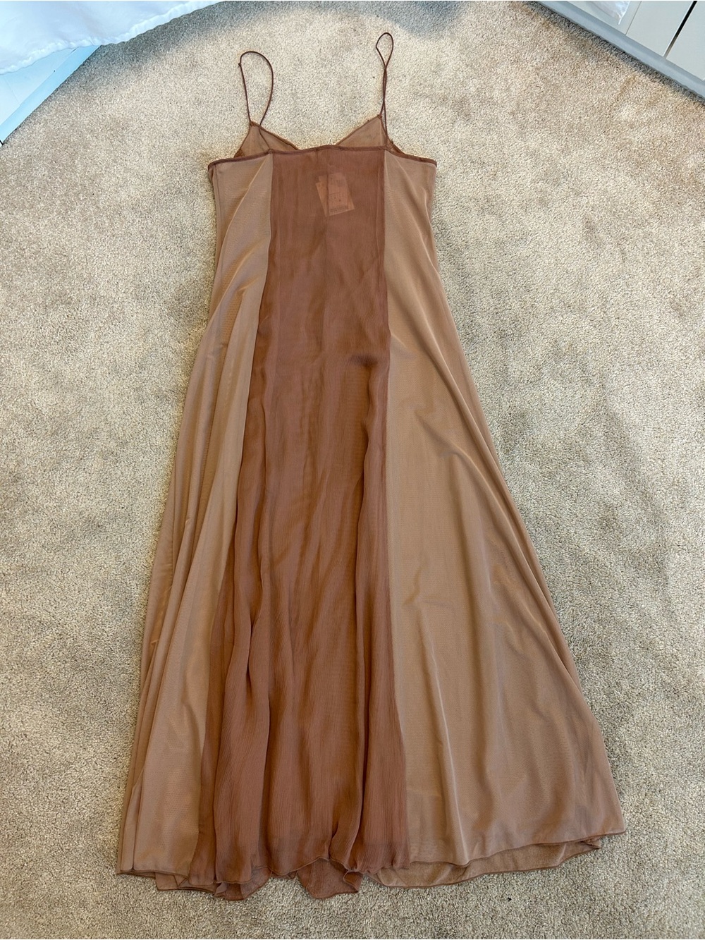 ZARA Lace Bust Sheer Maxi Dress Taupe Brown Size L NWT Resort Beach Boho - Picture 6 of 15